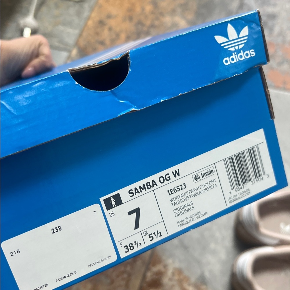 adidas Beige/Tan Samba Style Leather Sneakers - Picture 6 of 6